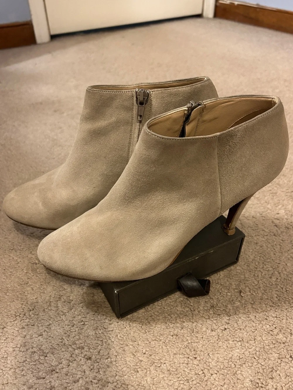 J. Crew Taupe Suede Ankle Booties